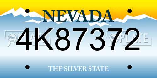 4K87372 Nevada License Plate