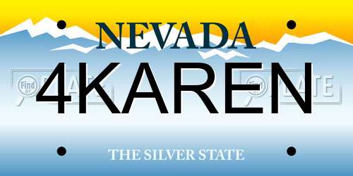 4KAREN Nevada License Plate
