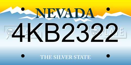 4KB2322 Nevada License Plate