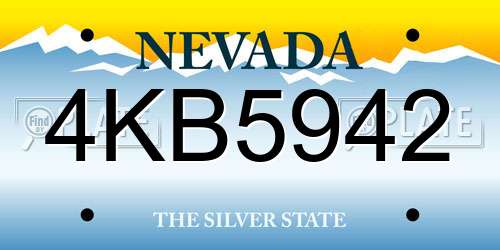 4KB5942 Nevada License Plate