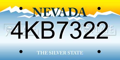 4KB7322 Nevada License Plate