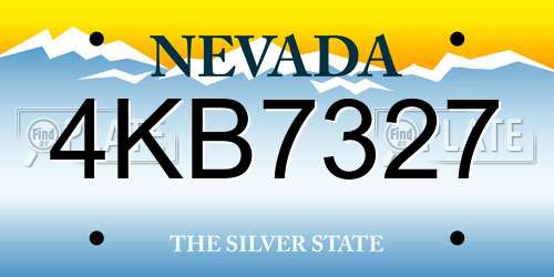 4KB7327 Nevada License Plate
