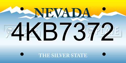 4KB7372 Nevada License Plate