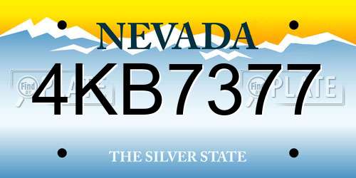 4KB7377 Nevada License Plate