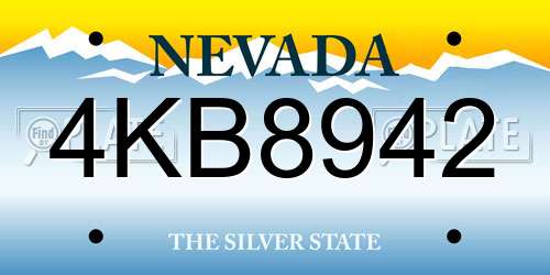 4KB8942 Nevada License Plate