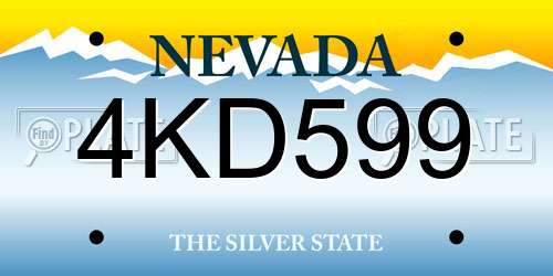 4KD599 Nevada License Plate