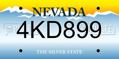 4KD899 Nevada License Plate