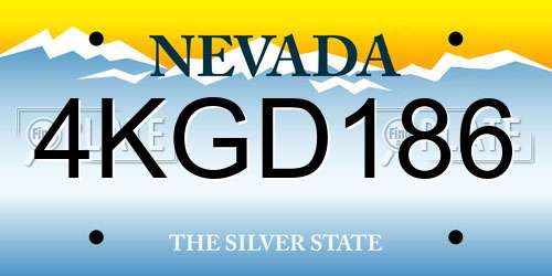 4KGD186 Nevada License Plate