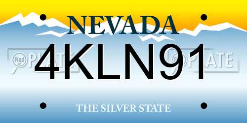 4KLN91 Nevada License Plate