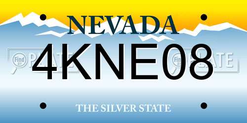 4KNE08 Nevada License Plate
