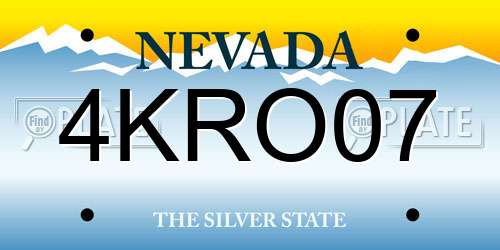 4KRO07 Nevada License Plate