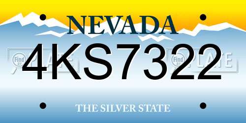 4KS7322 Nevada License Plate