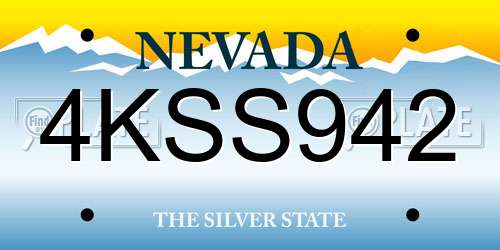 4KSS942 Nevada License Plate
