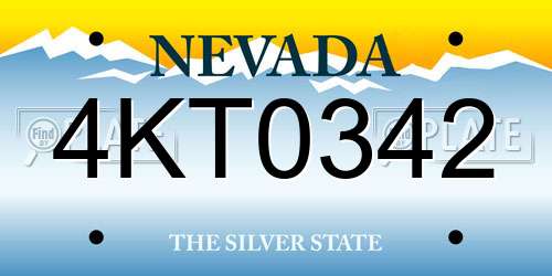 4KT0342 Nevada License Plate