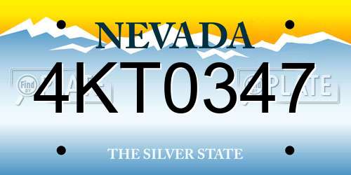4KT0347 Nevada License Plate