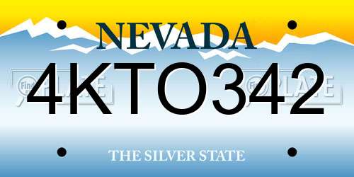 4KTO342 Nevada License Plate
