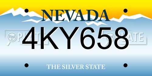 4KY658 Nevada License Plate