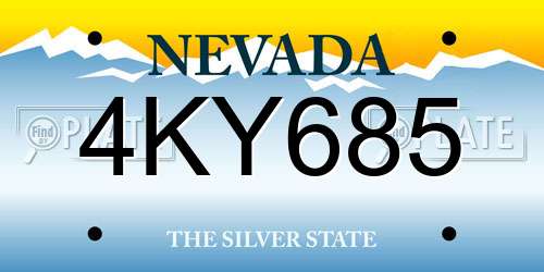 4KY685 Nevada License Plate