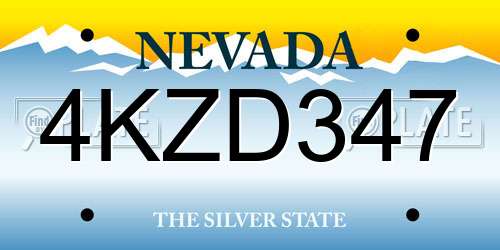 4KZD347 Nevada License Plate