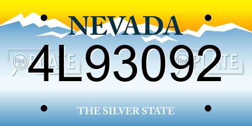 4L93092 Nevada License Plate