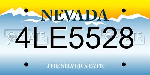 4LE5528 Nevada License Plate