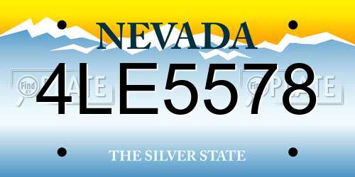 4LE5578 Nevada License Plate