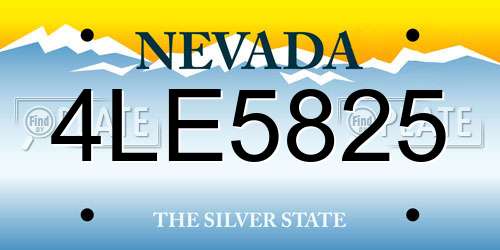 4LE5825 Nevada License Plate