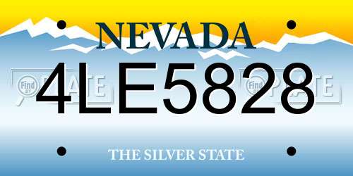 4LE5828 Nevada License Plate