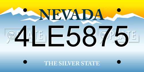 4LE5875 Nevada License Plate