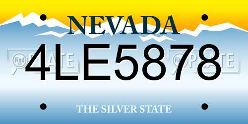 4LE5878 Nevada License Plate