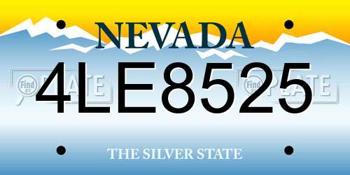 4LE8525 Nevada License Plate