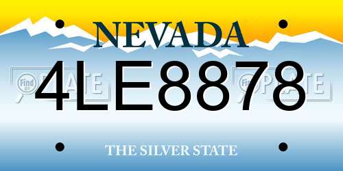 4LE8878 Nevada License Plate