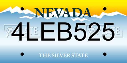 4LEB525 Nevada License Plate