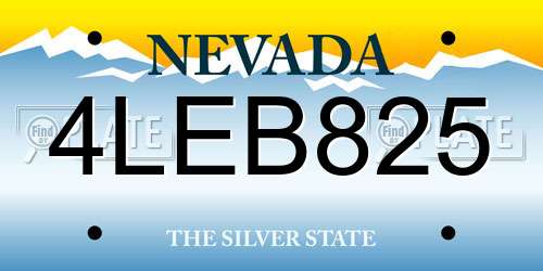 4LEB825 Nevada License Plate
