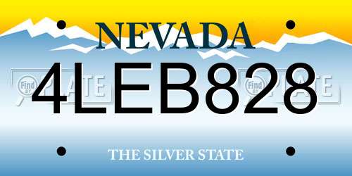 4LEB828 Nevada License Plate