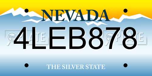 4LEB878 Nevada License Plate