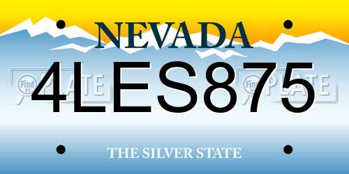 4LES875 Nevada License Plate