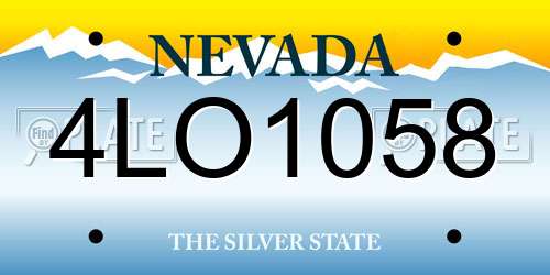 4LO1058 Nevada License Plate