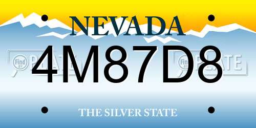 4M87D8 Nevada License Plate