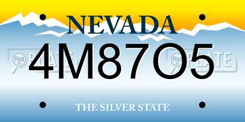 4M87O5 Nevada License Plate