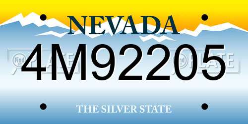 4M92205 Nevada License Plate