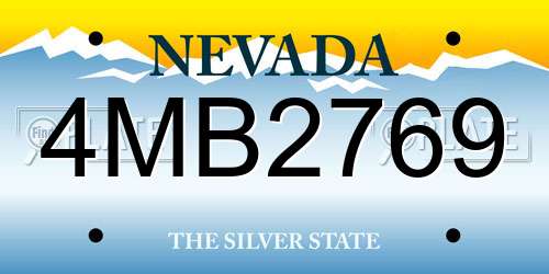 4MB2769 Nevada License Plate