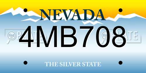 4MB708 Nevada License Plate