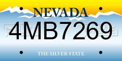 4MB7269 Nevada License Plate