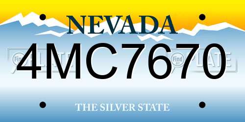 4MC7670 Nevada License Plate