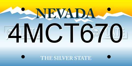 4MCT670 Nevada License Plate