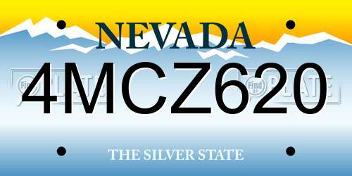 4MCZ620 Nevada License Plate