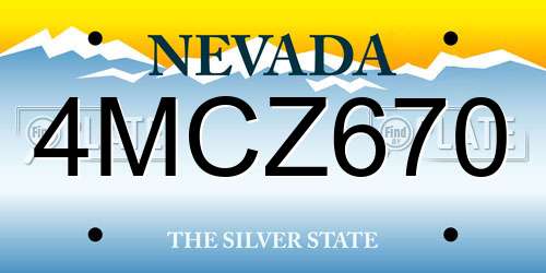 4MCZ670 Nevada License Plate