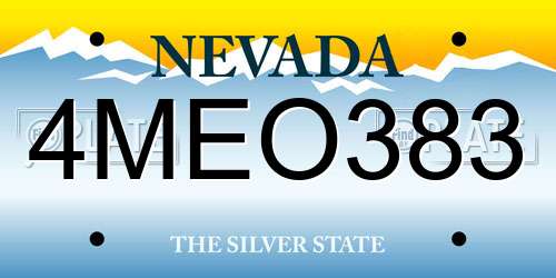 4MEO383 Nevada License Plate