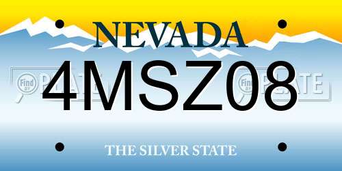 4MSZ08 Nevada License Plate